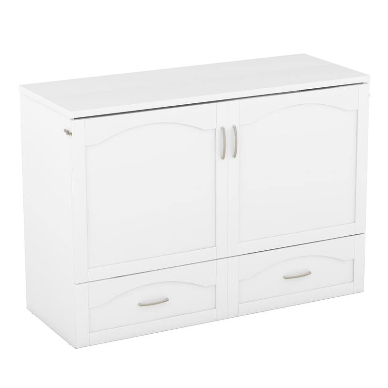 Multi-Function Wall Bed Cabinet Foldable Murphy Bed with Smooth Pulley Design, Dual Drawers, USB Ports and Flexible Slats