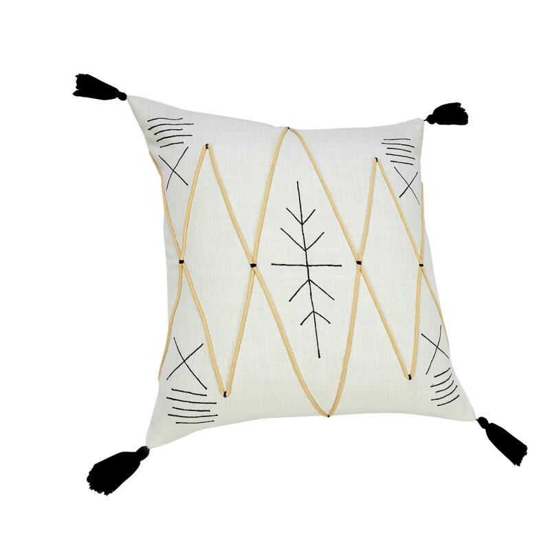 Sevita Bohemian Basics Textured Diamond Embroidered Throw Pillow