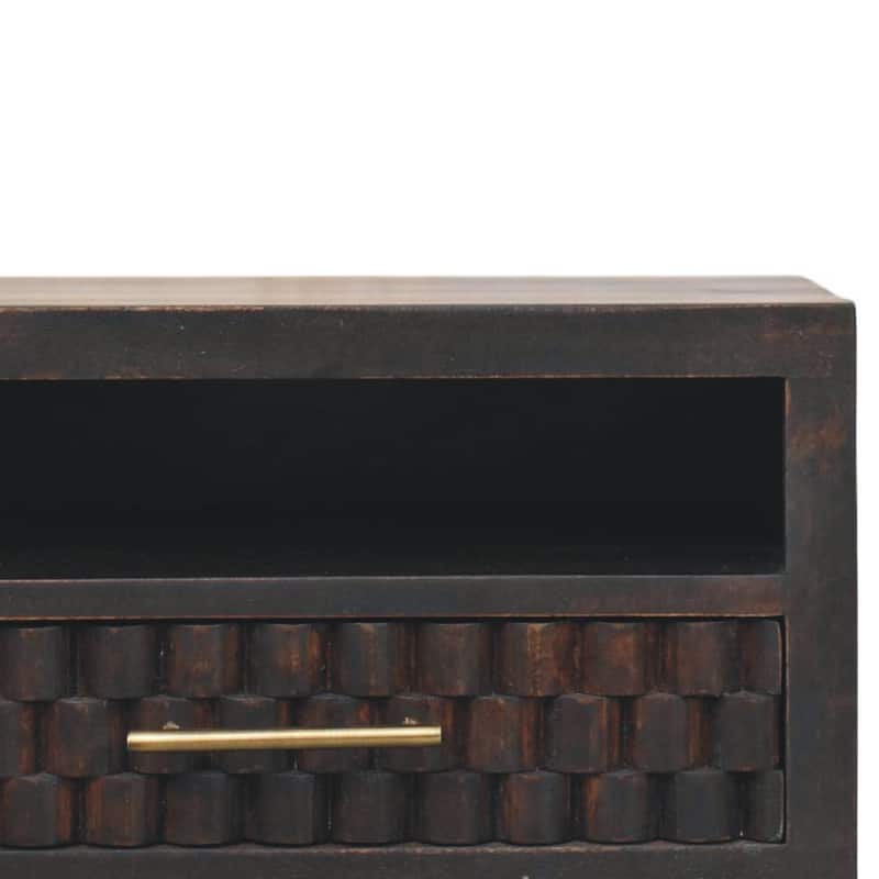 Solid Wood Arno Wall-Mounted Nightstand,Black,1-Shelf,1-Drawers