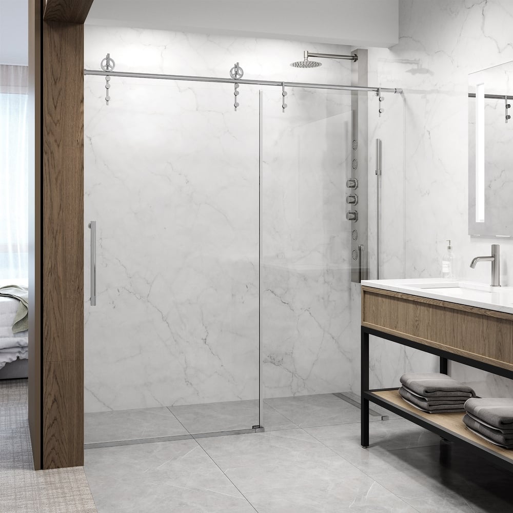 VIGO Hamilton 56" to 60" W x 78" H Frameless Sliding Shower Door