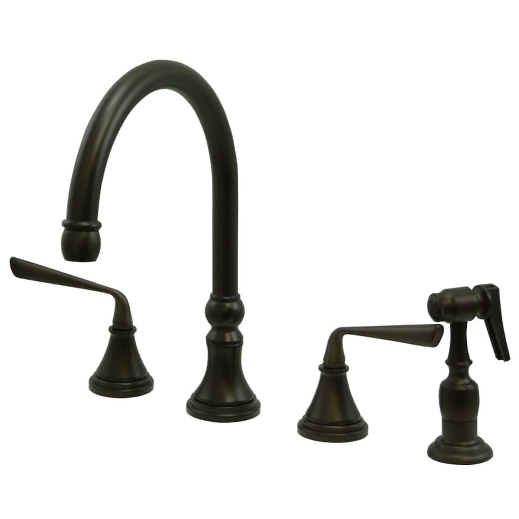 Kingston Brass Silver Sage Widespread Kitchen Faucet with Metal Lever
