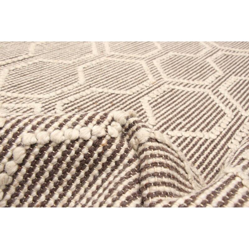 ECARPETGALLERY Braid weave Sienna Brown Wool Rug - 5'1 x 7'5