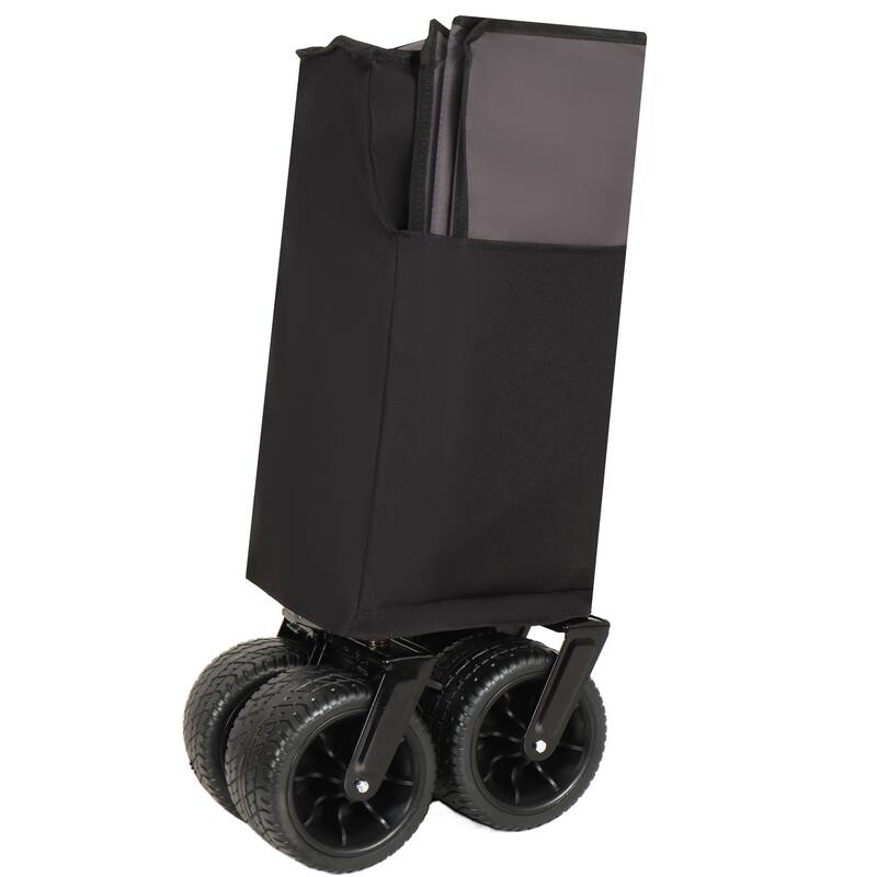 Push-Pull Folding Wagon with 360 Degree Wheels, Heavy-Duty, Adjustable