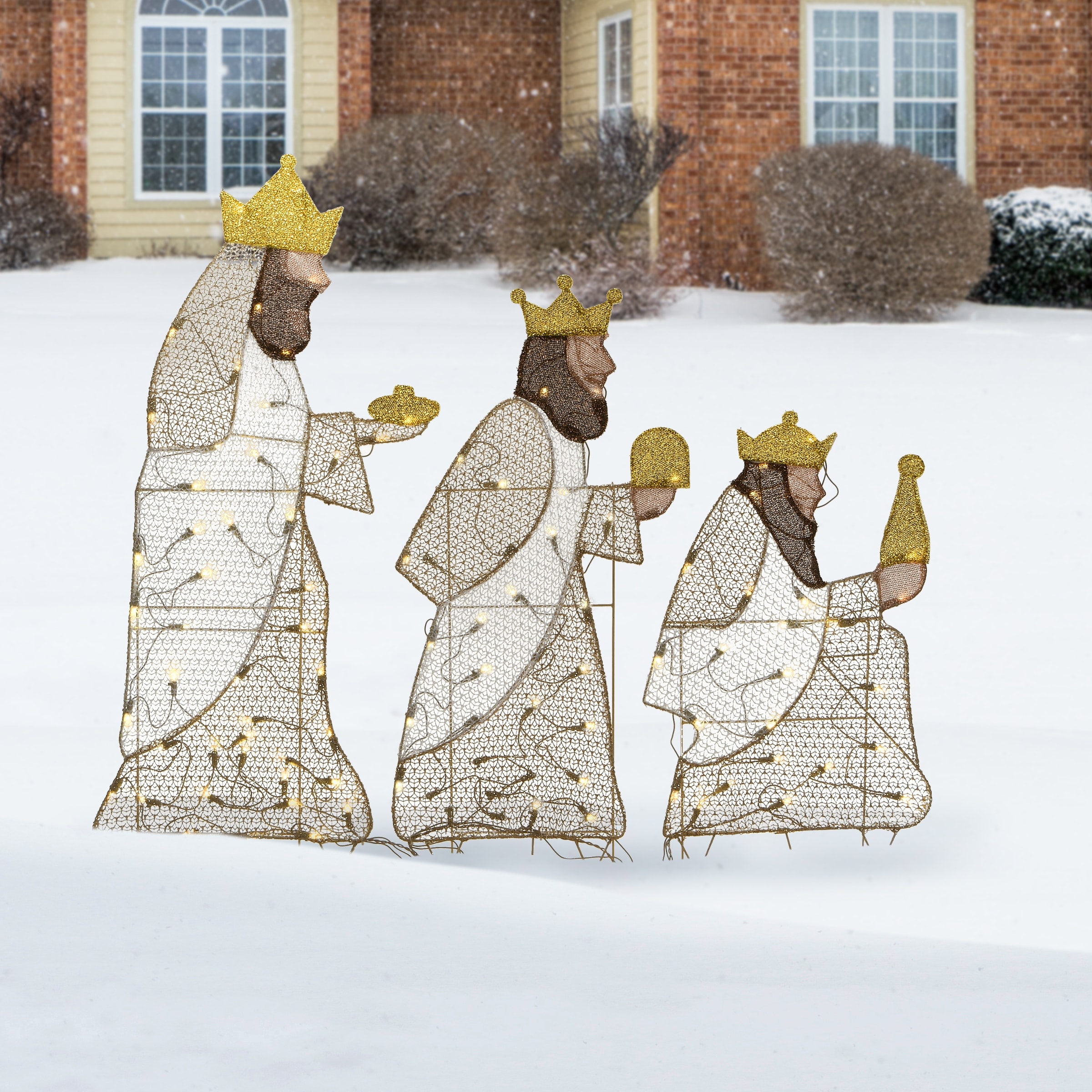 National Tree Company 42 in. Three Wisemen with LED Lights - White - 42 in