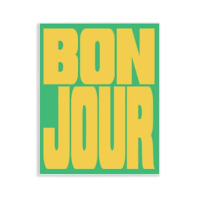 Stupell Bonjour Yellow & Green Wall Plaque Art Design By House of Lulu