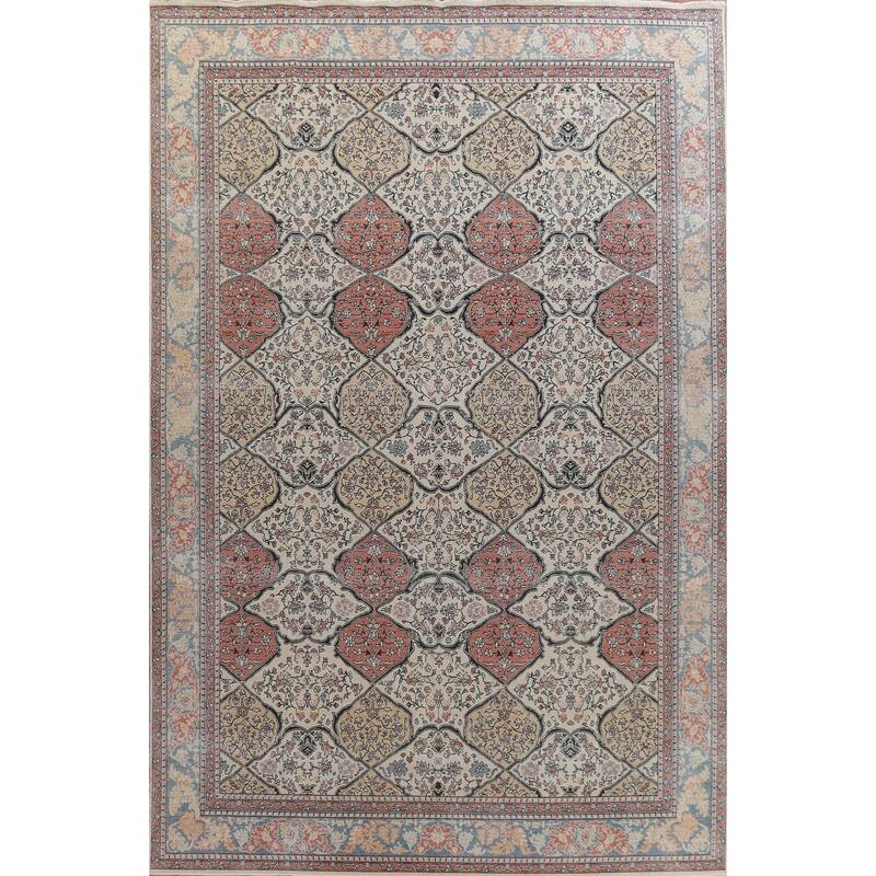 Geometric Bakhtiari Turkish Oriental Area Rug Hand-knotted Wool Carpet - 9'9" x 13'0"