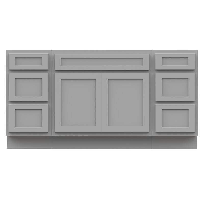 Vanity Art 60" Oak Freestanding Bathroom Vanity Cabinet without Top