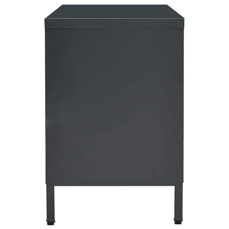 vidaXL TV Cabinet Anthracite 41.3"x13.7"x20.4" Steel and Glass - 41.3" x 13.7" x 20.4" - 41.3" x 13.7" x 20.4"