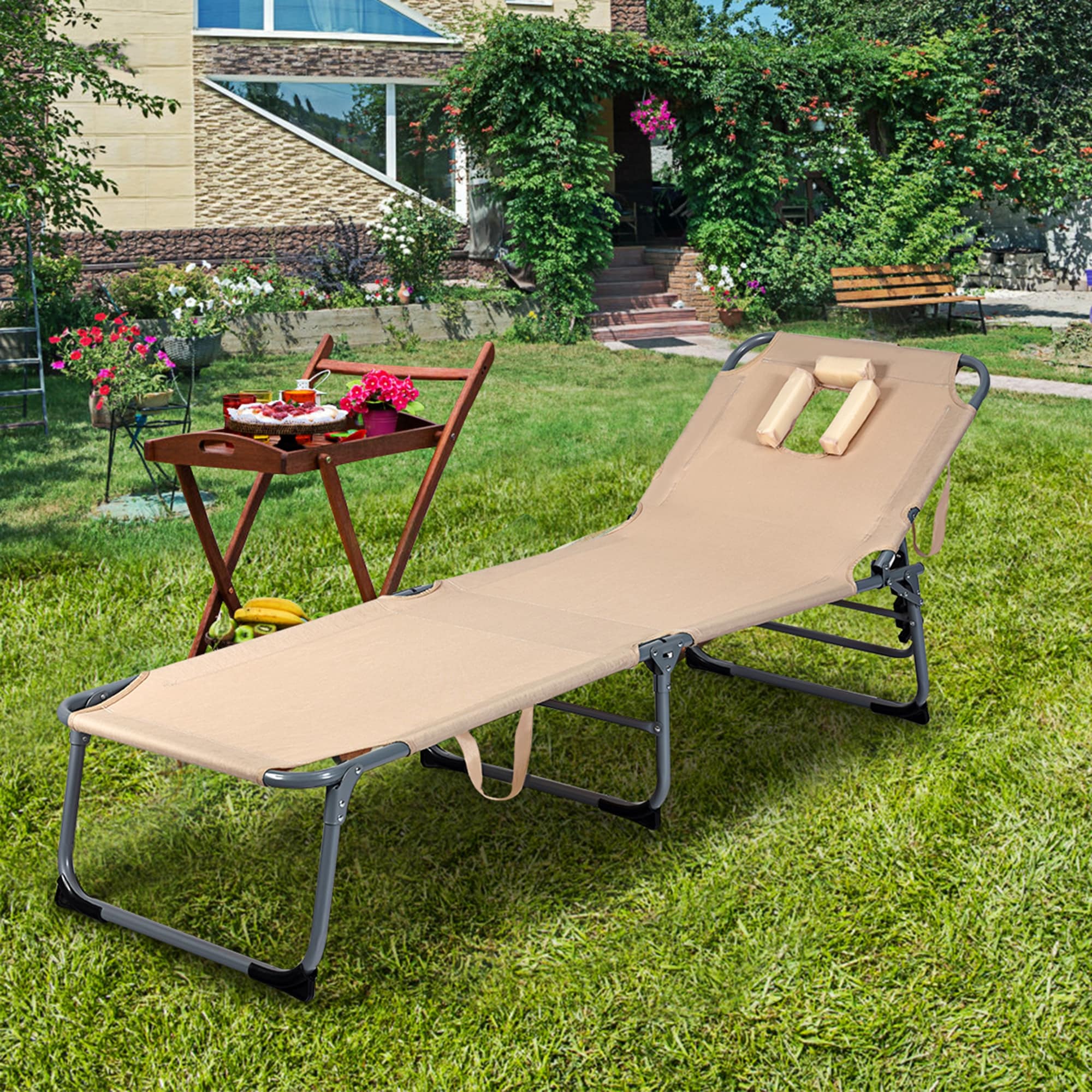 Gymax Adjustable Pool Chaise Lounge Chair Recliner Bed Bath Beyond 28431217
