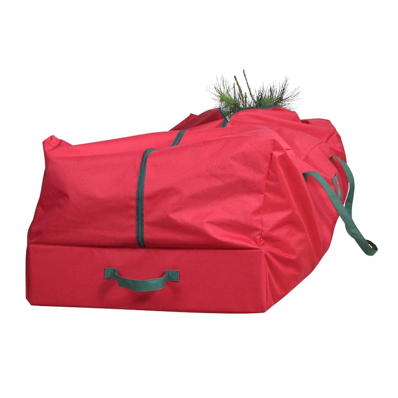 7.5' Red and Green Rolling Artificial Christmas Tree Storage Bag - 7.5"
