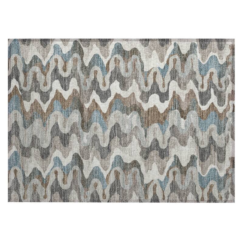 Machine Washable Indoor/ Outdoor Modern Mason Chantille Rug