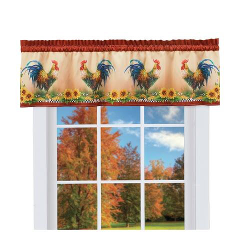 Country Rooster and Sunflowers Printed Window Valance - 8.000 x 6.250 x 0.750