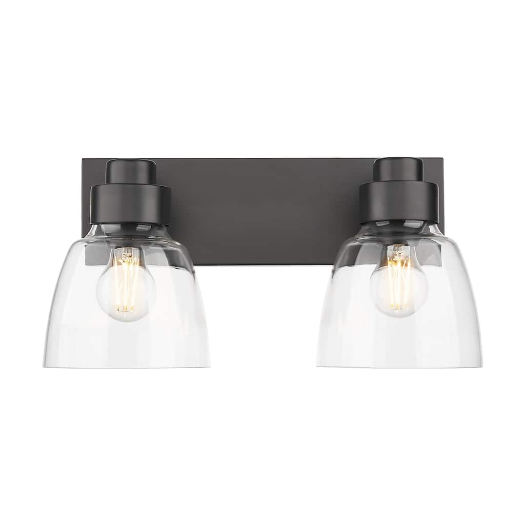 Remy 2 Light Bath Vanity in Matte Black with Clear Glass Shade