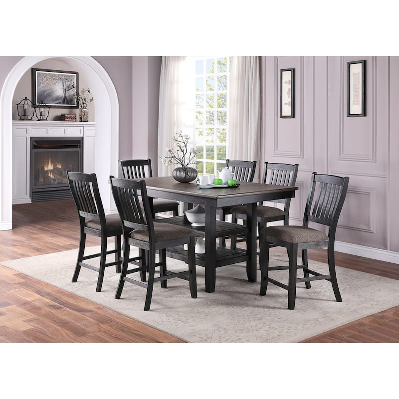 Dark Coffee Fabric Upholstered Side Chairs, Black(Set of 2)