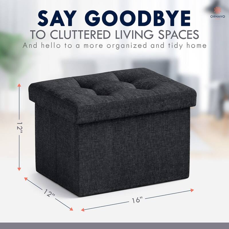 2 Pack Small Rectangle Foldable Storage Ottoman