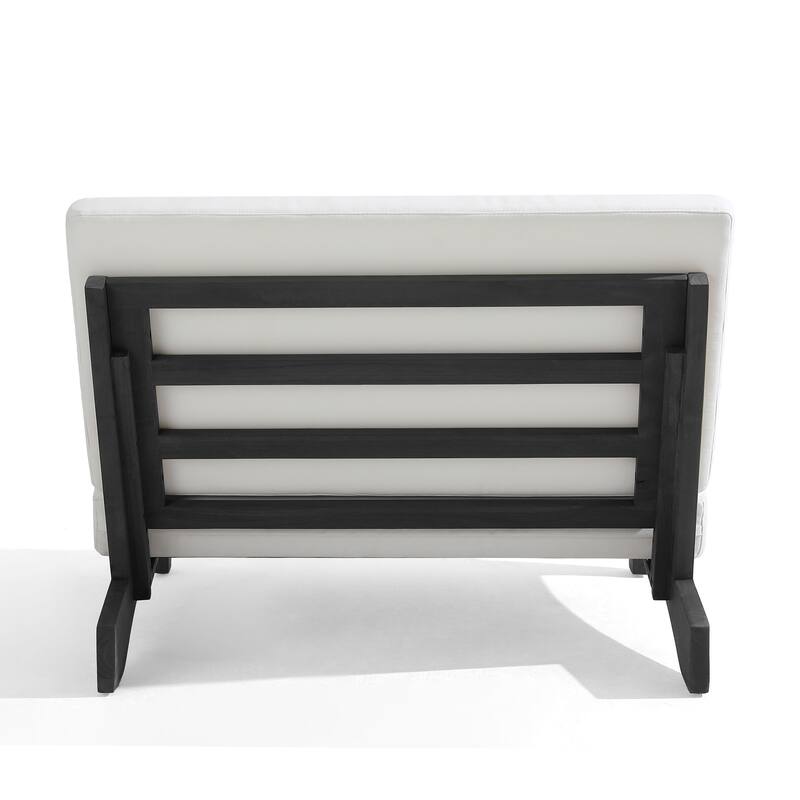 Outdoor Teak Wood Waterproof Armless Chair Loveseat with Cushions