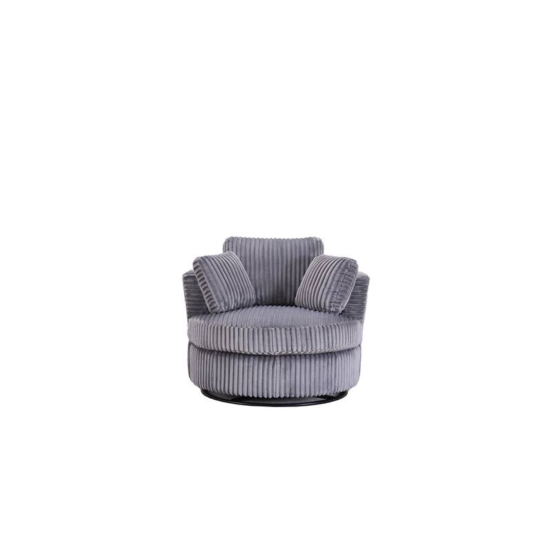 Corduroy 360° Swivel Barrel Chair with 4 Pillows and 400lb Weight Capacity