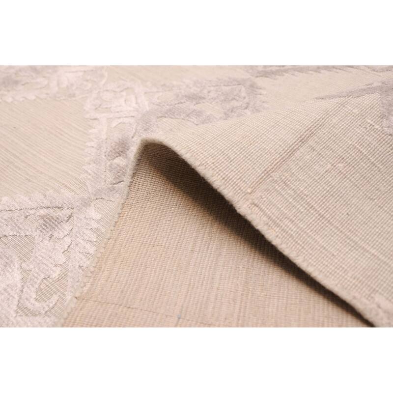 ECARPETGALLERY Hand Loomed Elysian Light Grey Viscose, Wool Rug - 8'1 x 10'3
