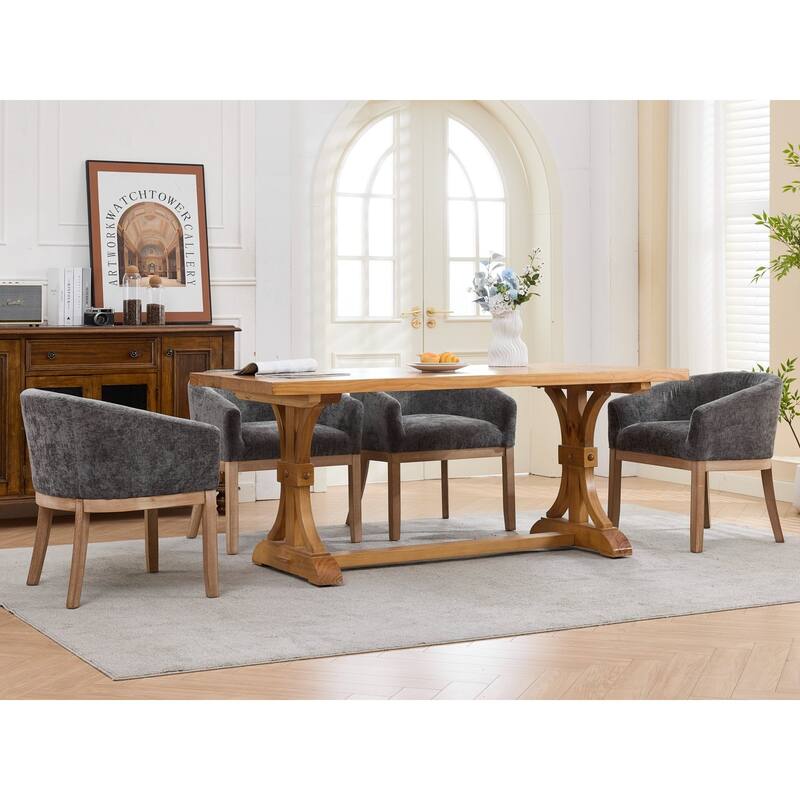 Roomfitters Upholstered Dining Chairs with Barrel Back & Wood Legs, Modern Accent Side Chairs for Kitchen and Living Room