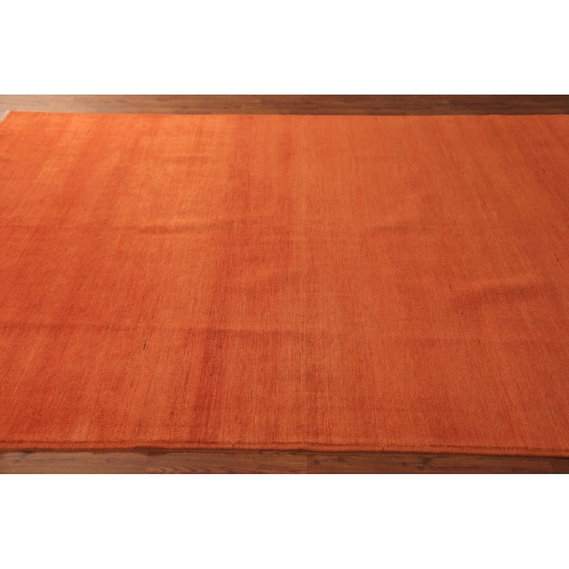 Orange Gabbeh Oriental Area Rug Handmade Wool Carpet - 6'8" x 9'5"