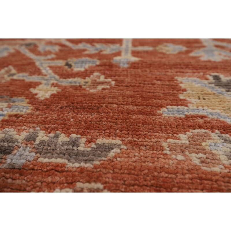 Orange Oushak Vegetable Dye Area Rug Handmade Wool Carpet - 9'3"x 11'11"