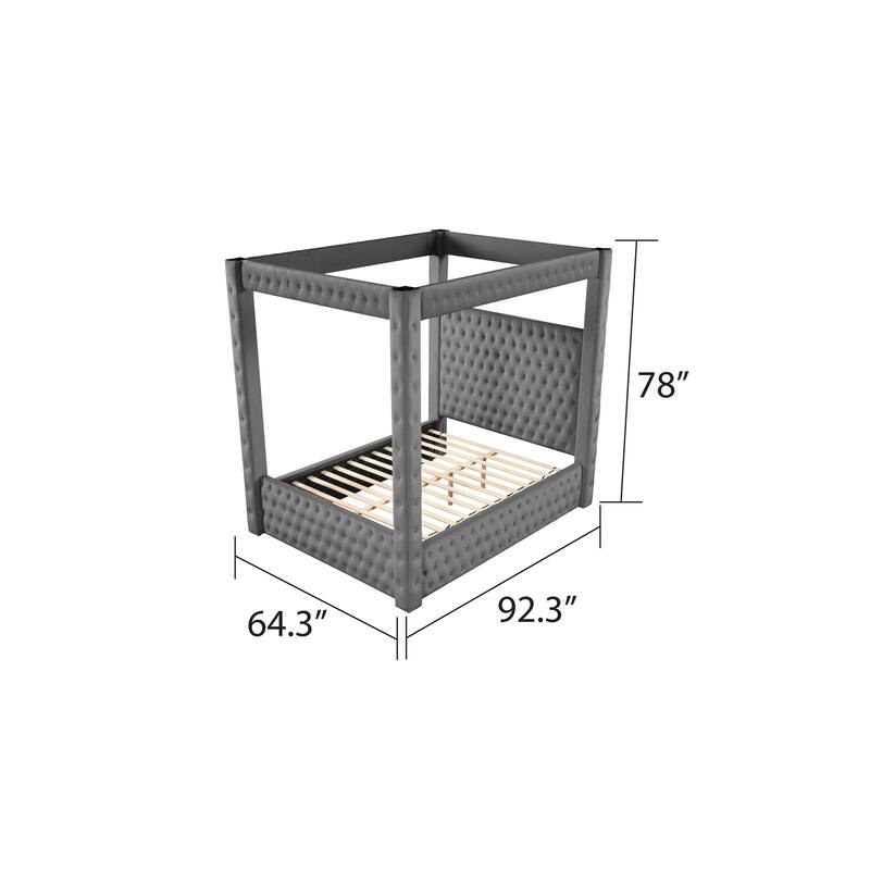 Monica Modern Style Crystal Tufted 4PC/5PC Vanity Bedroom Set Made with Wood
