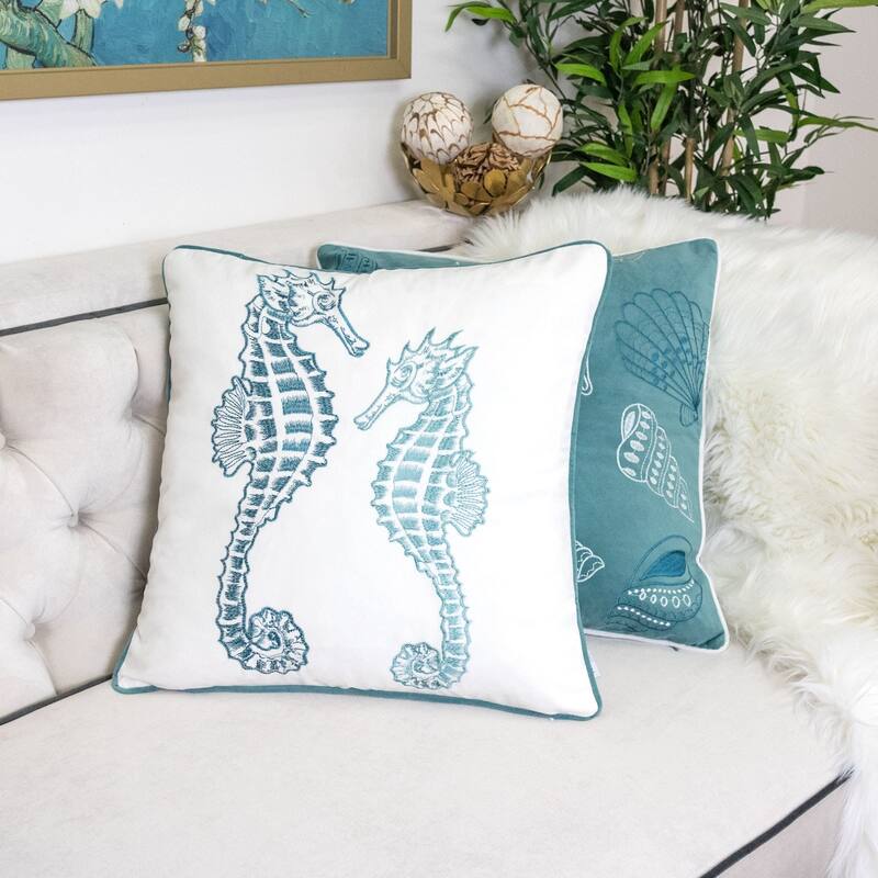 Blue / Spa Seahorses Pillow