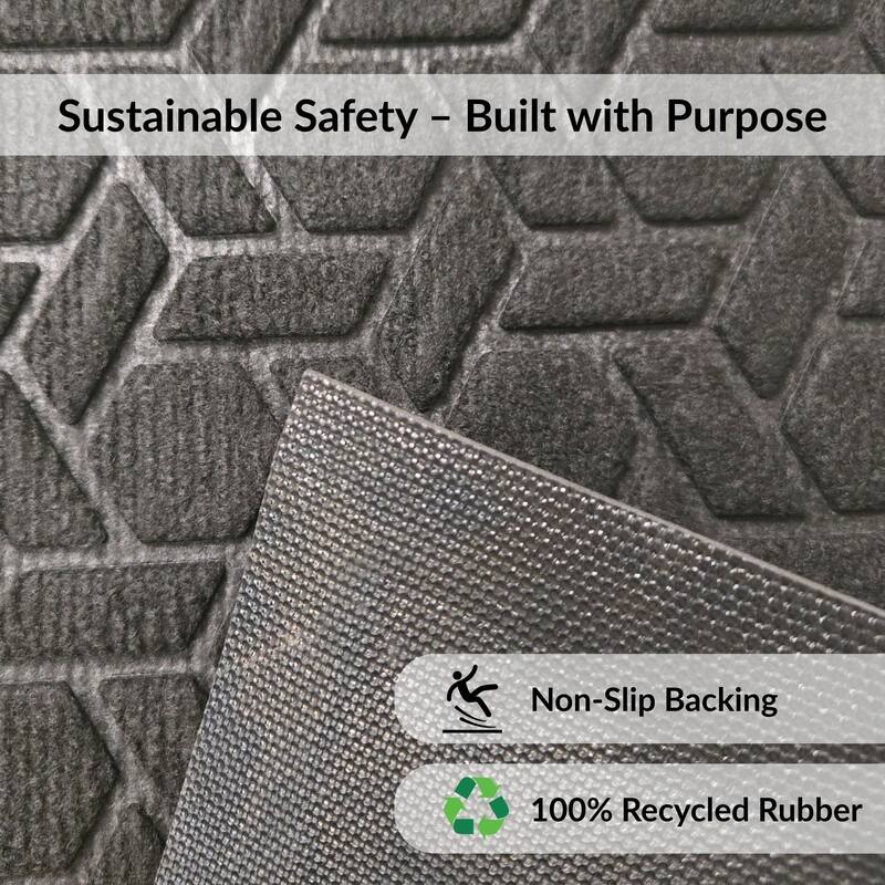 Heavy-Duty Dirt-Trapping Rubber Doormat with Raised Pattern