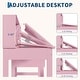 preview thumbnail 11 of 18, Adjustable Tilt Kids Desk and Chair Set - Wooden Study Table with Drawer, Cork Board & Hutch - Student Writing Desk