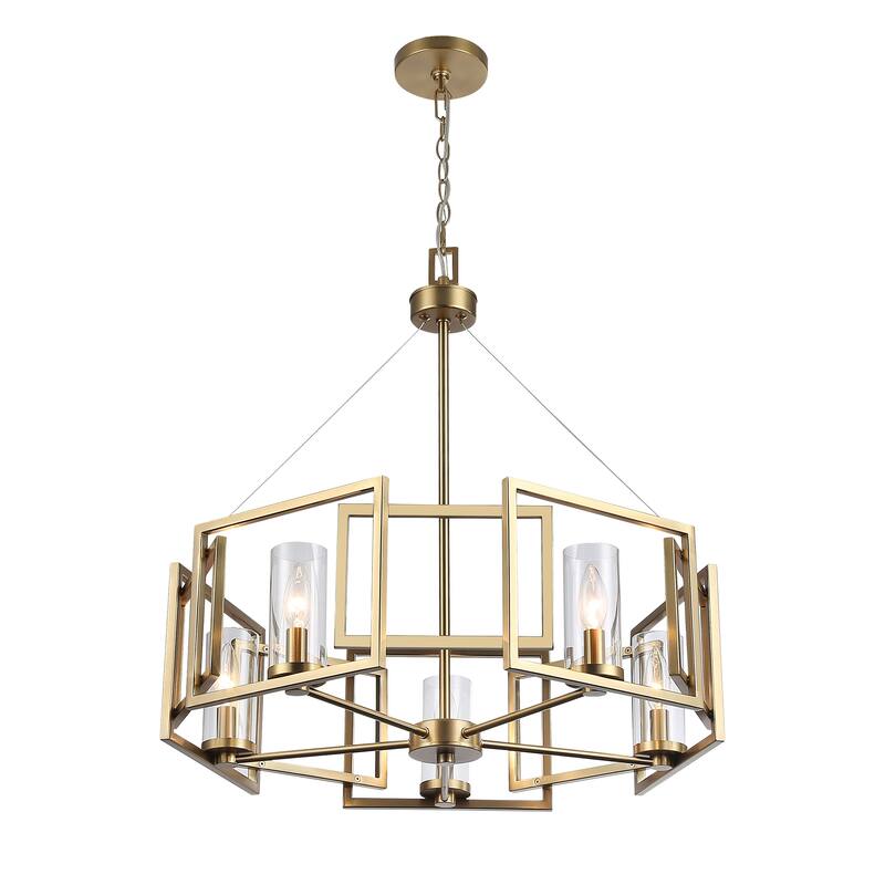 Marco 5-Light Chandelier in Brushed Champagne Bronze with Clear Glass - 5 Light Chandelier