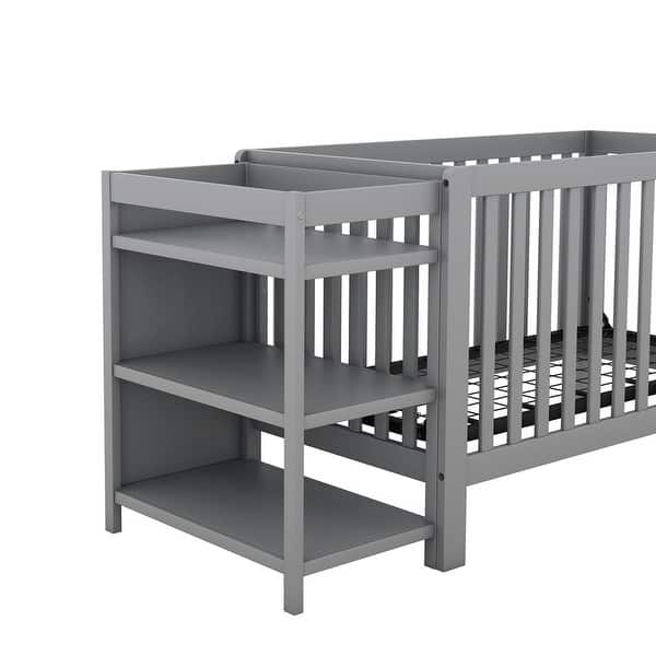 2-IN-1 Convertible Crib with Storage Rack Converts from Baby