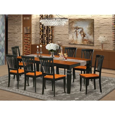 Dining Room Set 9 Piece Table & Chair Set - Kitchen Table with Leaf & 8 Chairs - Modern Furniture
