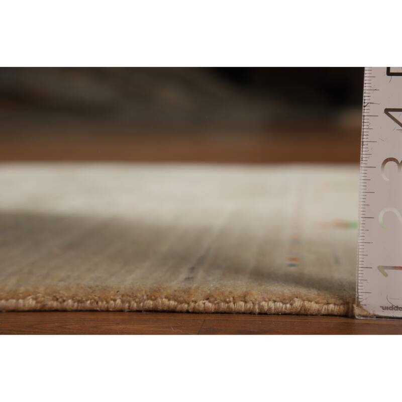 Tribal Gabbeh Indian Foyer Rug Handmade Accent Beige Silk Carpet - 3'1"x 4'11"