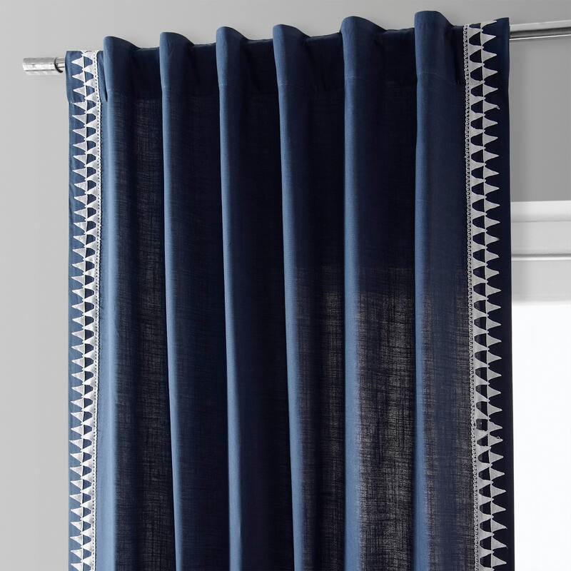 Exclusive Fabrics Bordered Textured Cotton Curtains For Bedroom & Living Room Curtains - Single Panel Drapes