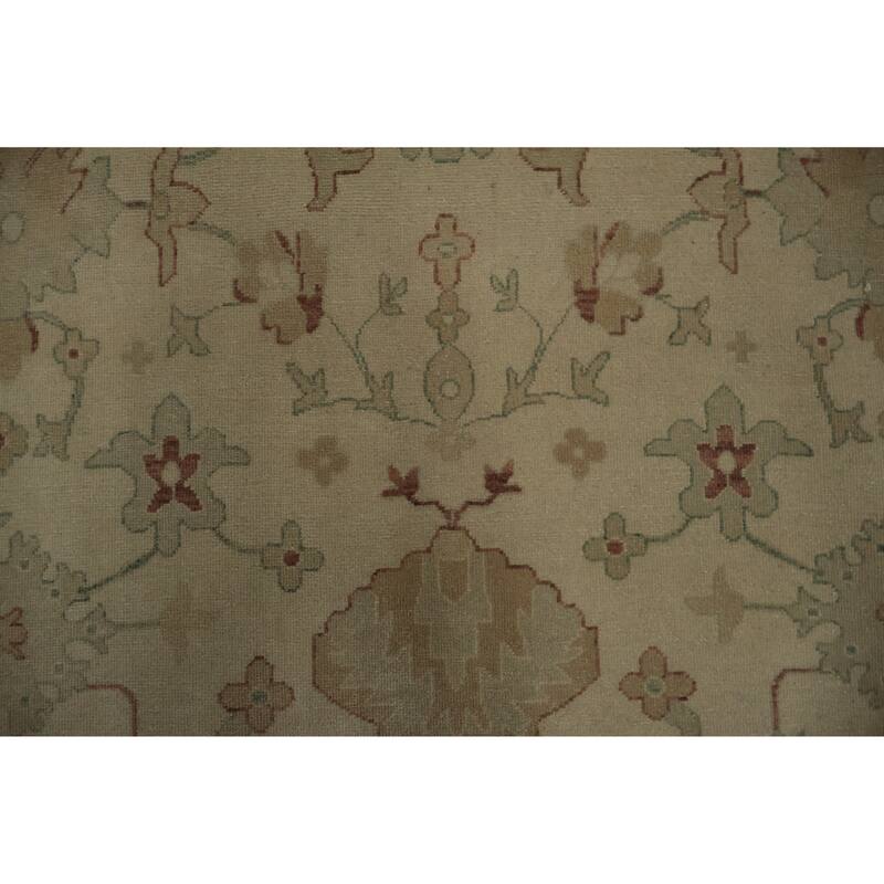 Hand Knotted Oriental 100% Wool Carpet Traditional Geometric Beige & Ivories Ziegler Area Rug - 13' 4'' X 9' 10''