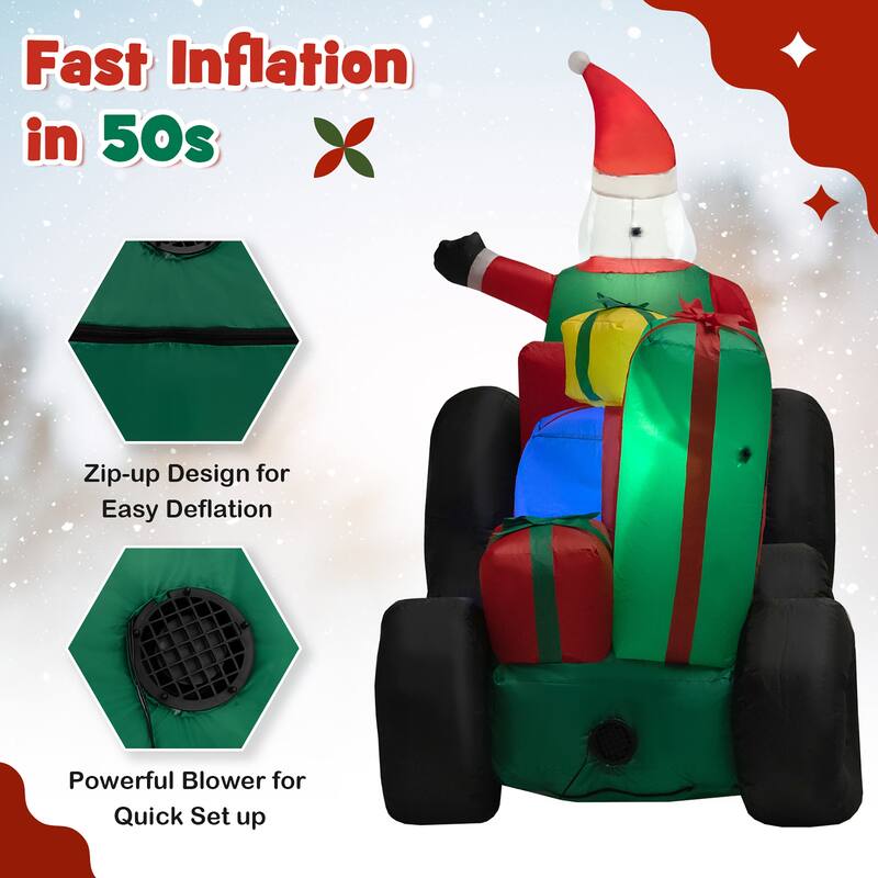 Gymax 9FT Long Inflatable Christmas Decor Santa Claus Driving Truck w/ - See Details