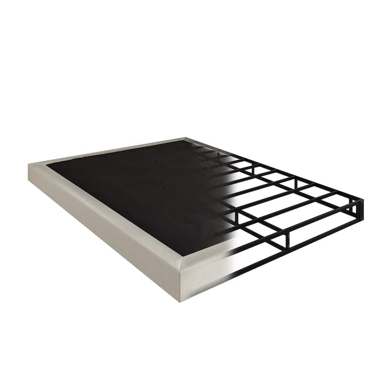 Clayfell Walpi 5" Metal Box Spring / Bed Foundation - Warm Gray/Black, Durable Metal Construction
