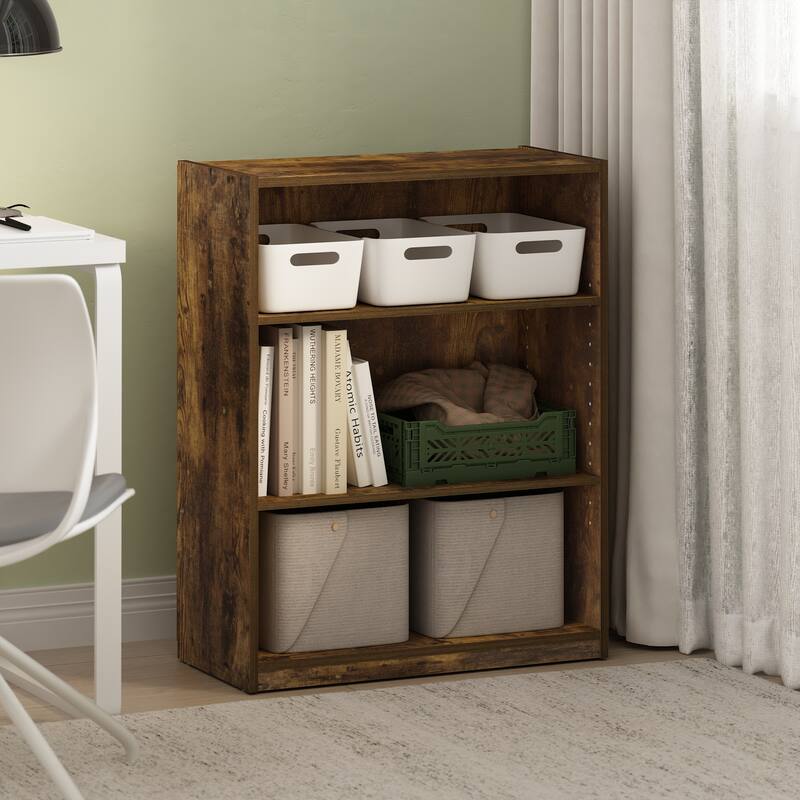 31.65 in. Tall Pine Wood 3-Shelf Bookcase