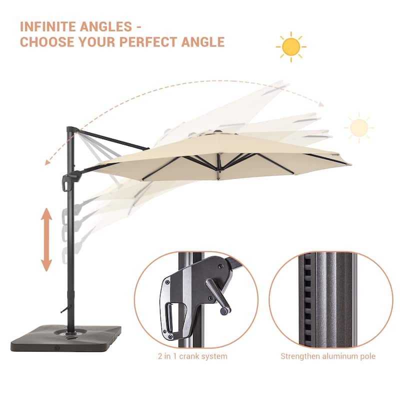 LIVOOSUN 11ft Patio Offset Umbrella Cantilever Umbrella with Base