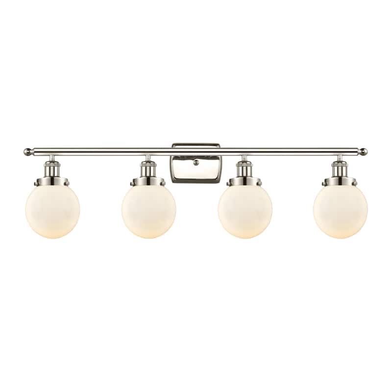 Innovations Lighting 916-4W-11-36 Beacon Vanity Beacon 4 Light 36" - Polished Nickel / Matte White