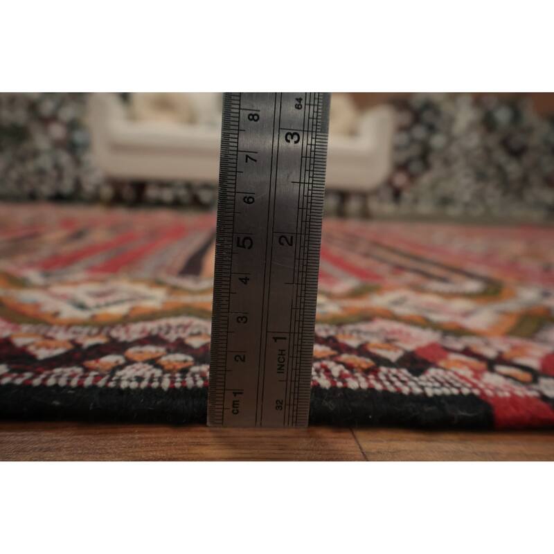 Hand Woven Oriental 100% Wool Carpet Tribal Geometric Red Kilim-Moroccan Area Rug - 11' 0'' X 7' 4''