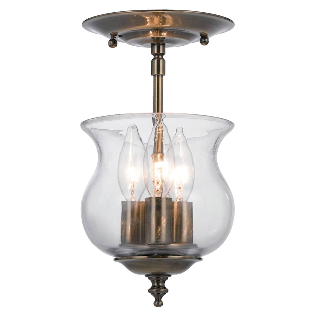Ascott 3 Light Brass Semi-Flush - 6.5'' W x 11.5'' H