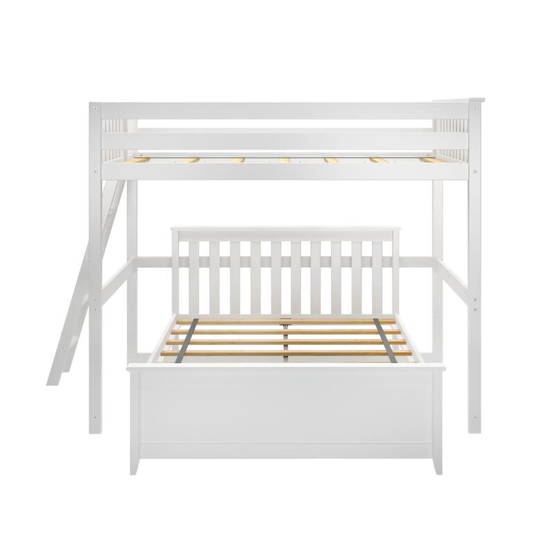 Plank and Beam L-Shaped Full over Full Bunk Bed with Ladder on End