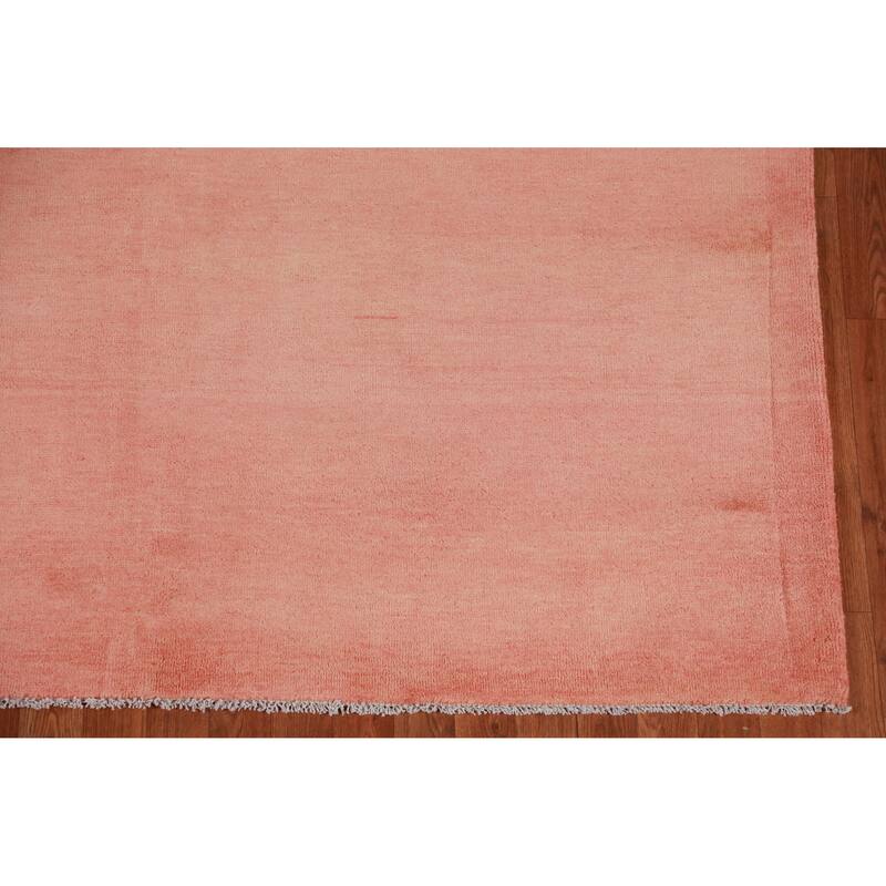 Hand Knotted Oriental 100% Wool Carpet Modern Solid Coral Gabbeh Area Rug - 9' 1'' X 6' 3''