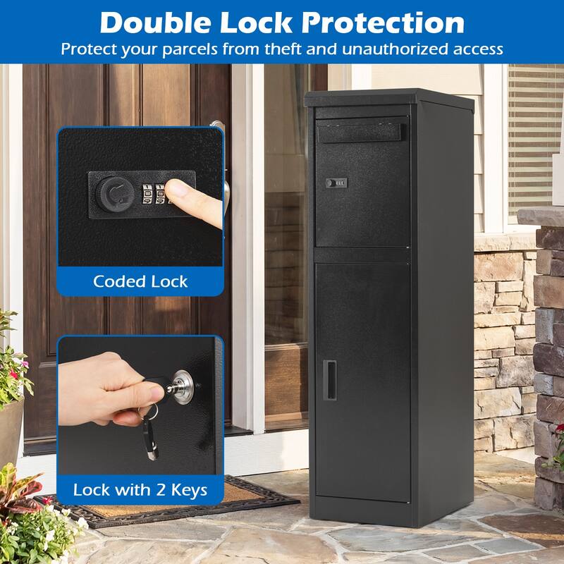 Gymax 44'' Package Delivery Box for Outside w/Lockable Doors Coded