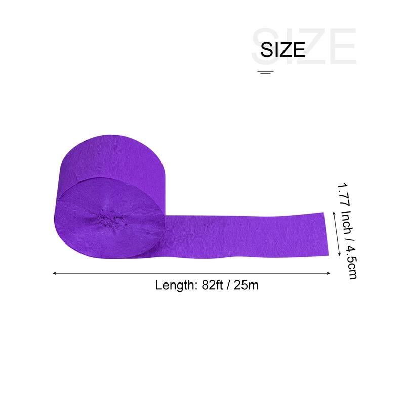 3pcs Crepe Paper Streamer Decoration 82ft Long 1.77 Inch Wide - Purple