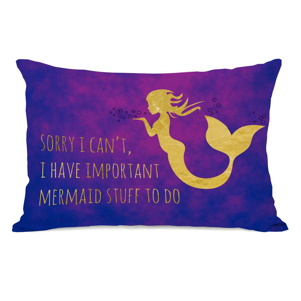 Important Mermaid Stuff - Purple 14x20 Pillow by OBC