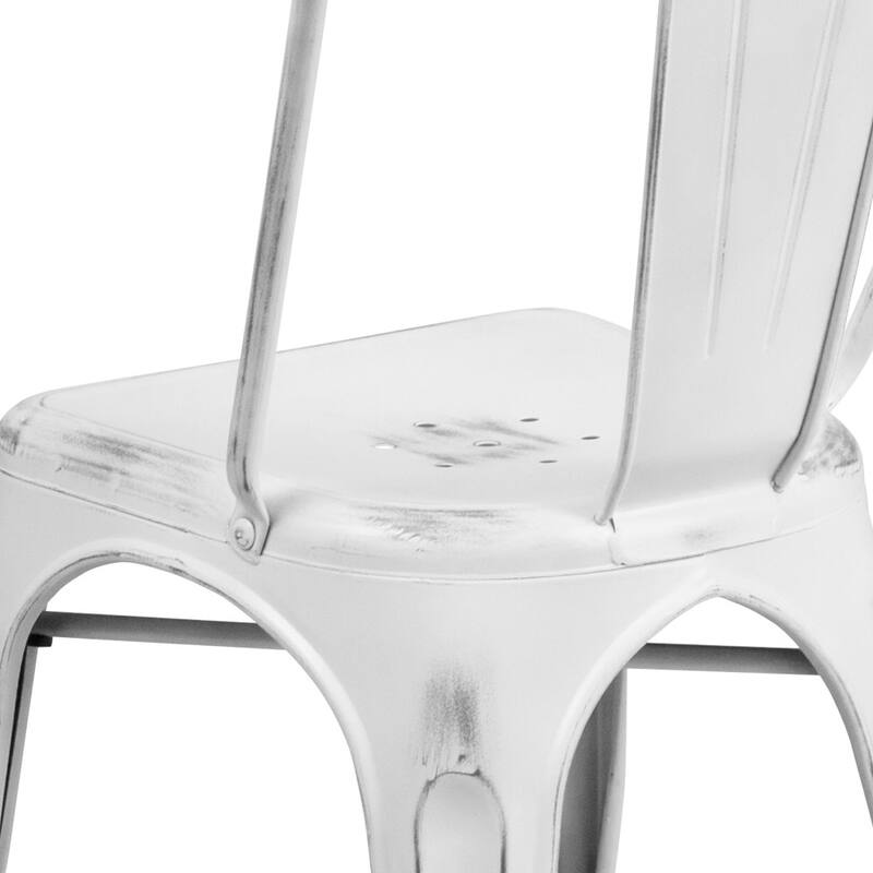 Distressed Metal Indoor/ Outdoor Stackable Chair