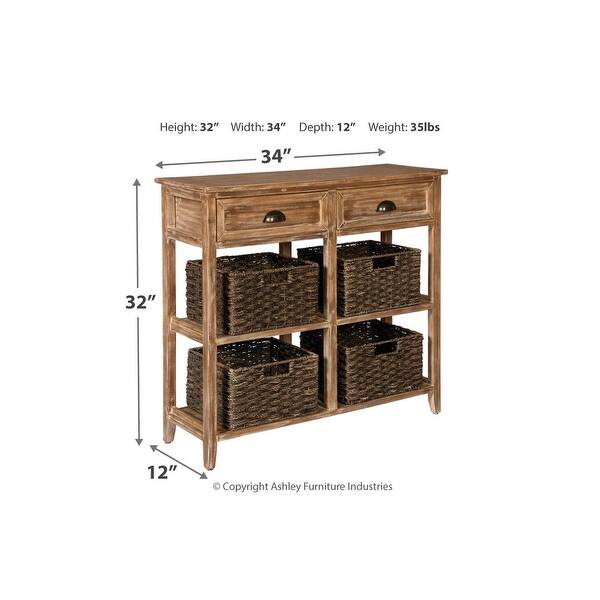 Oslember Light Brown Accent Table with 4 Baskets Bed Bath & Beyond