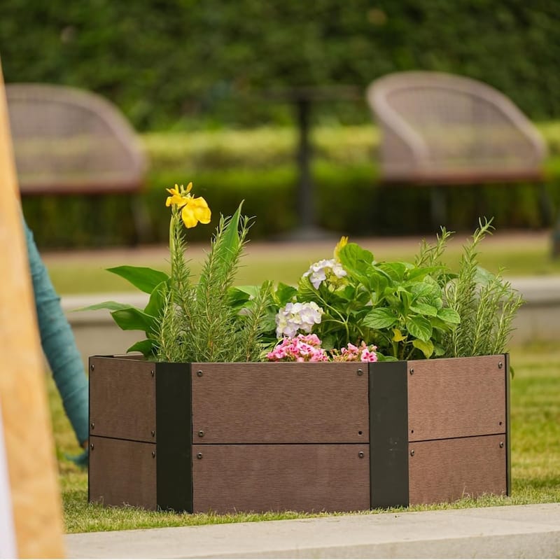31.5X31.5X11.8Inch Hexagon Wood Raised Garden Bed Outdoor Planter Box for Lawn Yard and Patio - 80*80*30cm